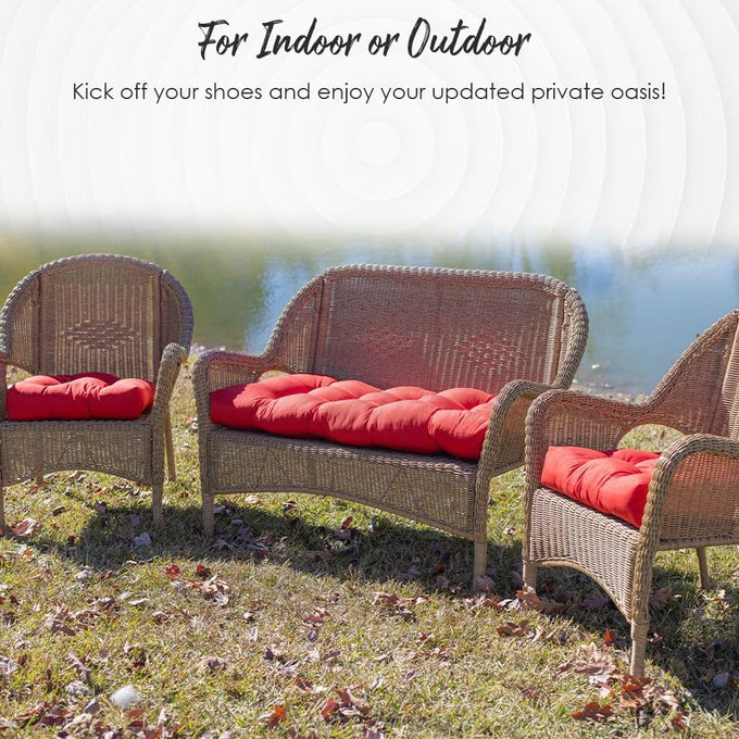 RSH DECOR Tufted U-Shape Wicker Set of 2, 19” x 19,” Outdoor Chair Cushions for Patio Furniture, Waterproof Patio Chair Cushions, Outdoor Seat Cushion, and Wicker Chairs, Crestwood Marine, Made in USA