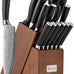 Sunnecko 15-Piece Kitchen Knife Set with Block and Sharpener, White Handle