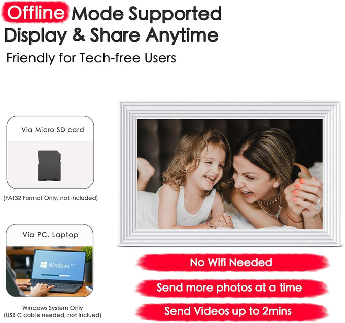 Frameo 10.1" Digital Picture Frame WiFi, Smart Electronic Photo Frame, 32GB