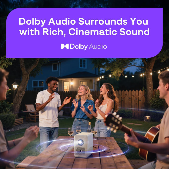 Aurzen Roku TV D1R Cube Smart Outdoor Projector with WiFi and Bluetooth