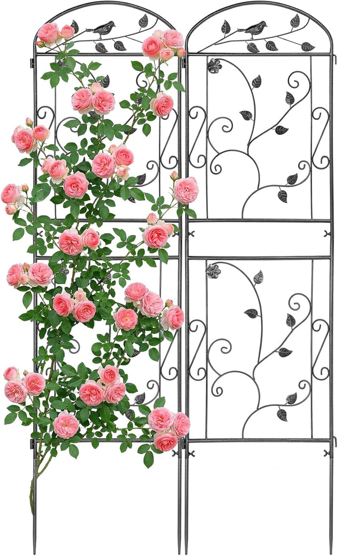 4 Pack Garden Trellis for Climbing Plants, 71 x 20 inch Rustproof Heavy Duty Metal Trellis for Climbing Rose Vine Clematis, Perfect for Premium Patio Decor & Luxury Outdoor Garden Design, Silver Gray