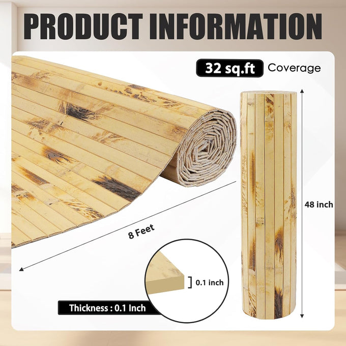 FONUNO Bamboo Wall Panel Bamboo Pole Wrap Roll for Interior Decoration