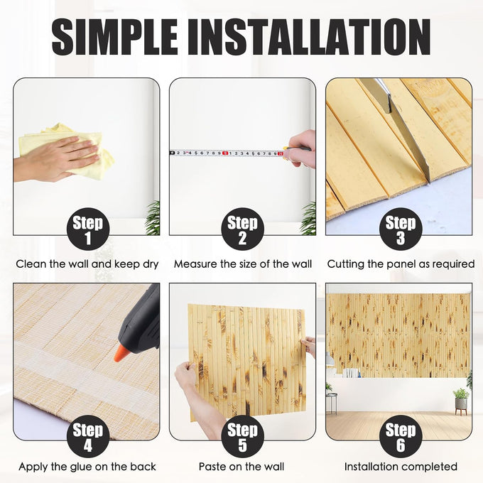 FONUNO Bamboo Wall Panel Bamboo Pole Wrap Roll for Interior Decoration