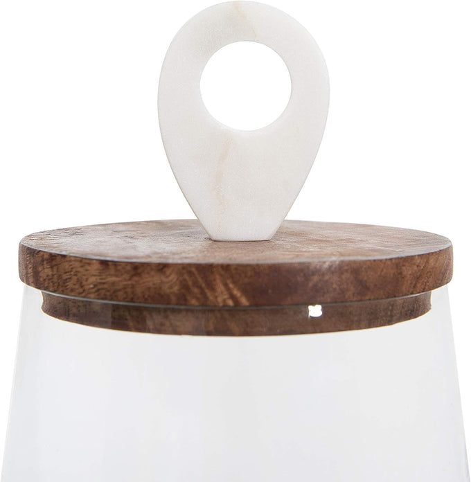 Bloomingville Small Clear Glass Jar with Mango Wood & Marble Lid