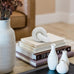 Marble Chain Link Decor - Small Bookshelf Decorative Object, Marble Decor Mid Century Modern Marble Accent for Neutral Home Decor, Room Decor, 3x4x3 Inches (White Chain)