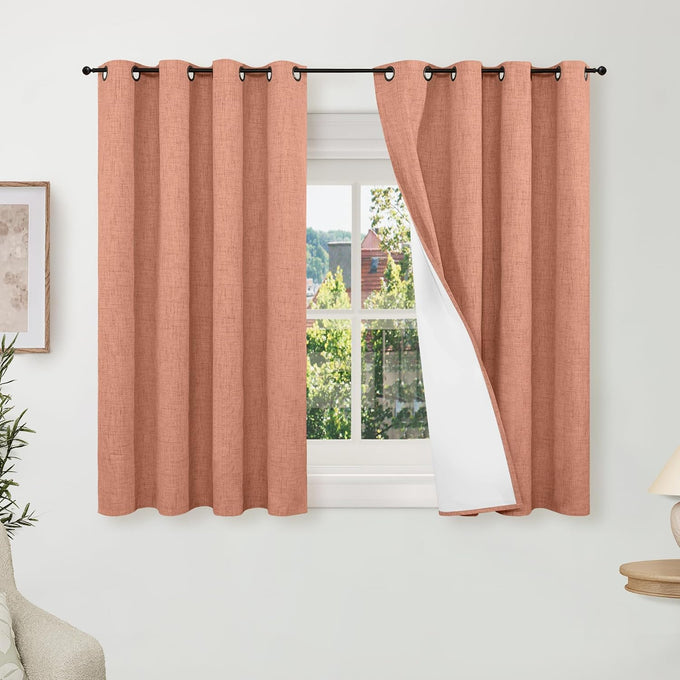 Lajode Cream Linen Blackout Curtains 84 Inch Long Each 60 Wide 2 Panels