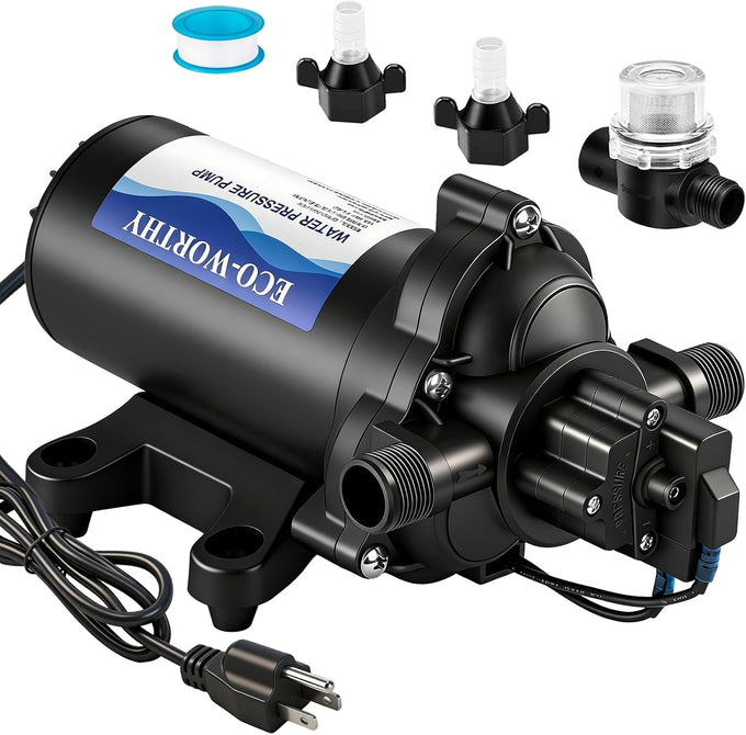 ECO-WORTHY 110V AC Fresh Transfer Diaphragm Water Pump On Demand 5.5GPM 70PSI High Pressure Water Booster Pump 110 Volt with Pressure Switch for Irrigation Garden Hose Sprinkler Home RV