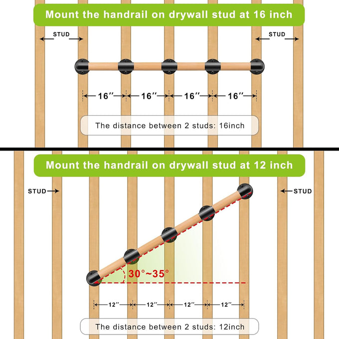 SELEWARE 67 Inch Wood Handrail Wall Mount Handrails for Indoor Stairs