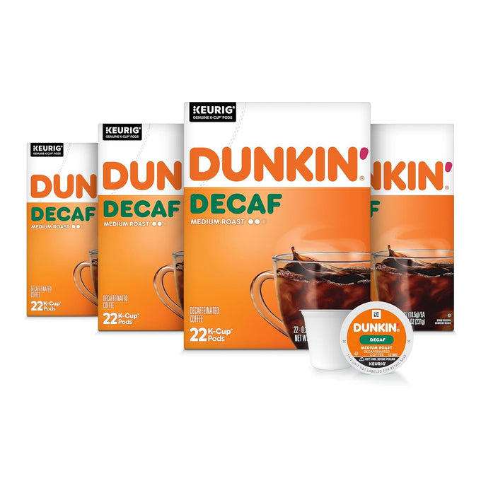 Dunkin’ Decaf Medium Roast Coffee, Keurig K-Cup Pods, 88 Count