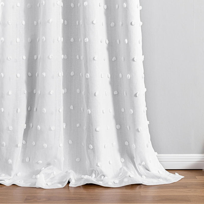 MYSKY HOME Blackout Curtains White Pom Pom for Kids Bedroom 54 Inch Pack-2