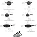 Amazon Basics Non-Stick Kitchen Cookware 15-Piece Set with Stay-Cool Handles, Even Heating, Non-Induction, Includes Pots, Pans, and Utensils, Black