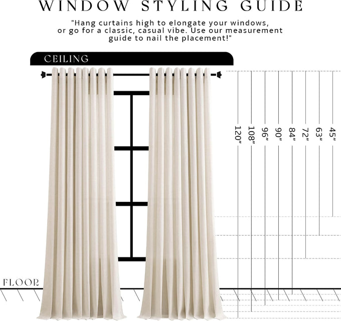 Hokibero Cream Grommet Linen Curtains 94 Inches Long for Living Room