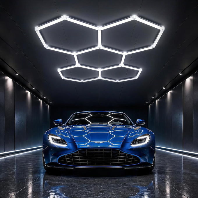 HYPERLITE Gen II Hexagon Garage Lights: 168W 16800LM 5 Grids Hexagon Led Light, 6500K Ultra Bright Honeycomb Hex Lights, Durable Design for Garage, Shop, Basement, Barber, Homegym