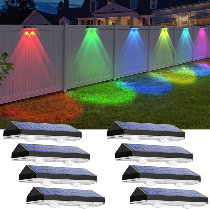 Solar Fence Lights Outdoor, 2700/4000/6000K 3 Mode, 8-12H, Black, 8 Pack