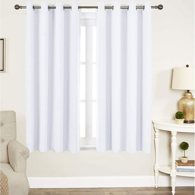 Tiny Break White Cotton Curtains - Solid & Thick Window Curtains 72 Inch Long, Made of 100% Cotton, Grommet Top, Moderate Room Darkening Bedroom & Living Room Drapes - 55 x 72 Inch - Set of 2