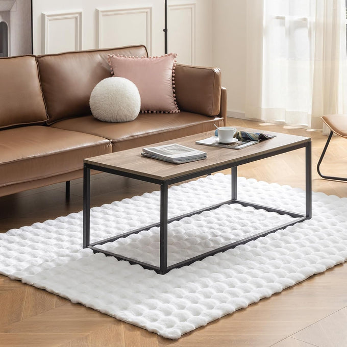 Ashler Faux Rabbit Fur Rug, White 5x7 FT Fluffy Soft Runner Area Rugs, Rectangle Fuzzy Carpet for Living Room, Bedroom, Machine Washable - 3D Bubble Mat