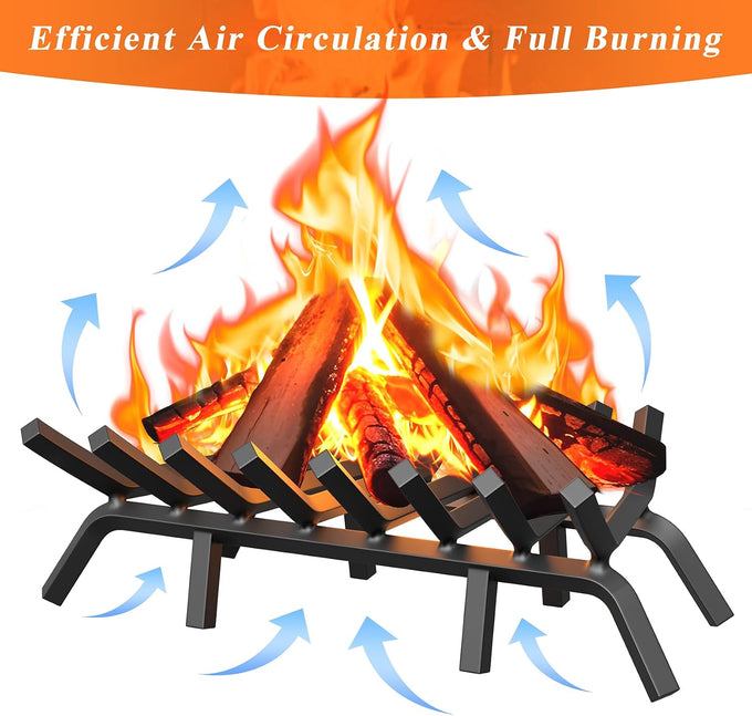 Jusgym Fireplace Grate 30 Inch with Fire Tongs & Poker