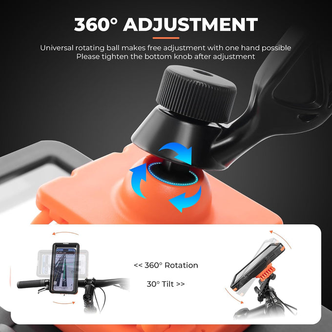 ROCKBROS Magnetic Bike Cell Phone Holder IPX4 Waterproof Motorcycle Phone Mount on Handlebar Fit for 4.7"-6.9" Phones FlipCase 360° Full-Body Protection 3S Quick Auto Lock Rotateable Anti-Shock
