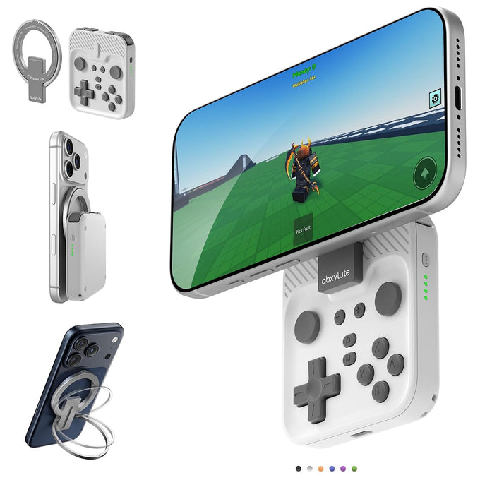 abxylute M4 Snap-On Mobile Gaming Controller for Android & iPhone, Switch 1&2, Portable Bluetooth Controller, Pocket-Sized Retro Arcade Phone Gamepad Kickstand, Dual Joystick Turbo Pro Gaming Magnetic (Orange)