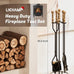Lichamp Fireplace Tools Set, Retro Gold Handle