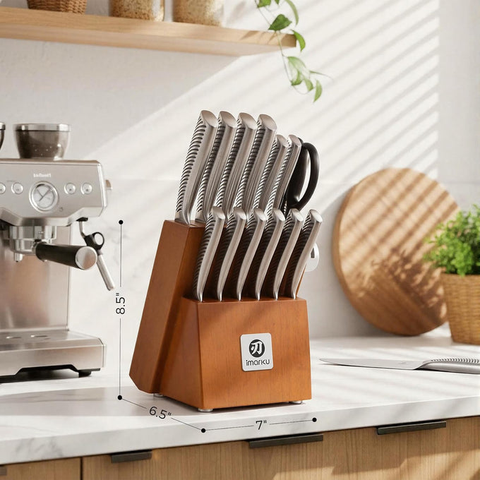 imarku 14-Piece Japanese Gyutou Stainless Steel Kitchen Knife Set