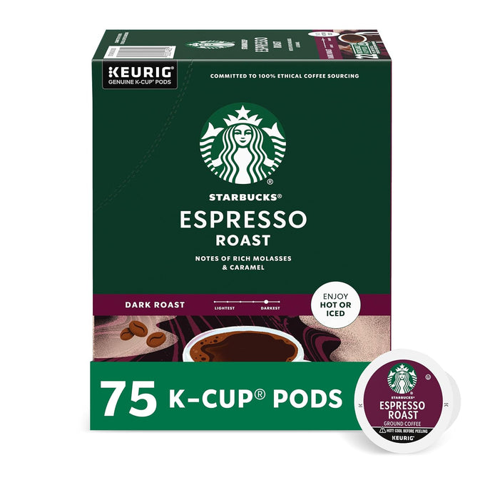 Starbucks K-Cup Coffee Pods, Espresso Roast, 75 Count