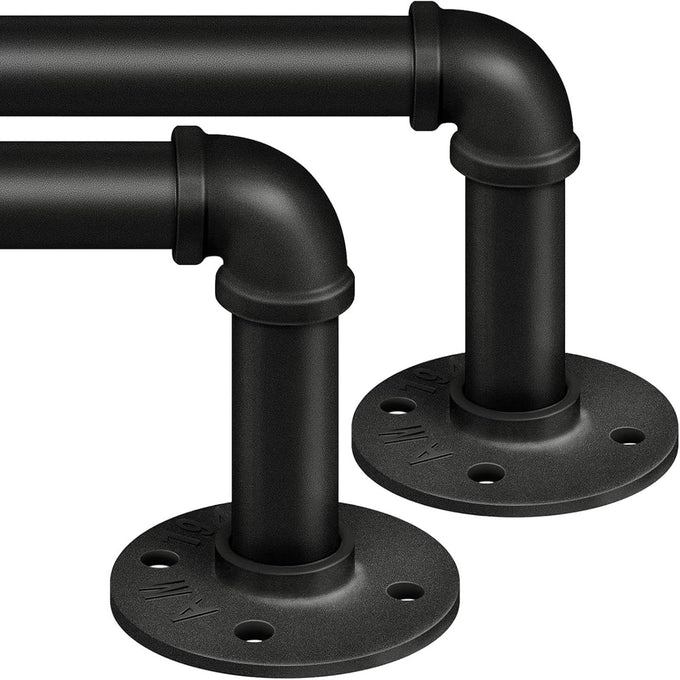 Zeerobee 2 Pack Curtain Rods 72-144", 1 Inch Industrial Black Curtain Rod