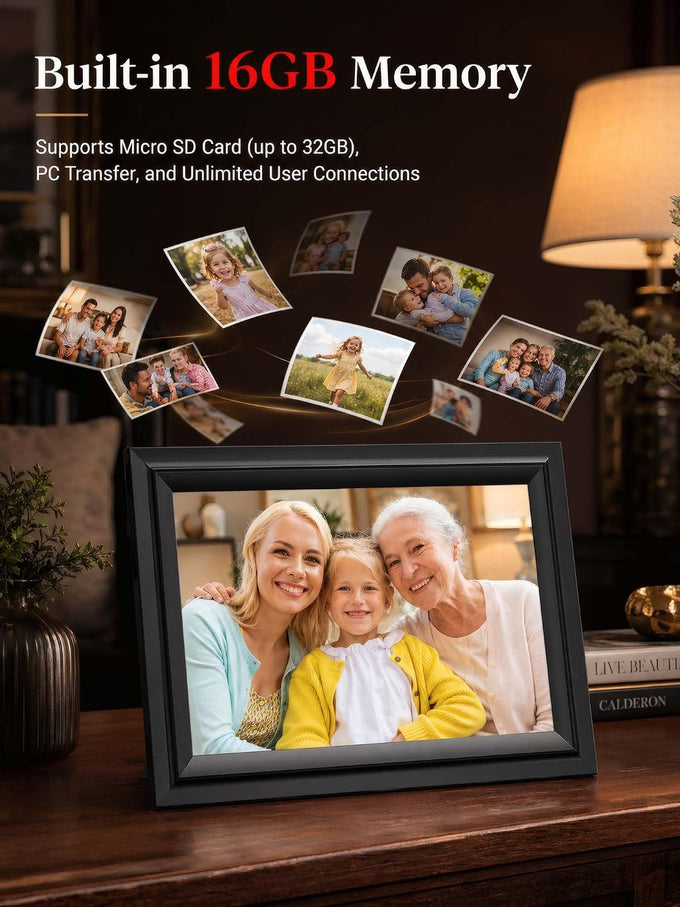 SAMMIX Digital Picture Frame 10.1 Inch WiFi Digital Photo Frame Electronic, IPS Touch Screen, 16GB, Tabletop&Wall-Mounted, Share Photos and Video with Uhale App, Birthday Gifts for Mom Women