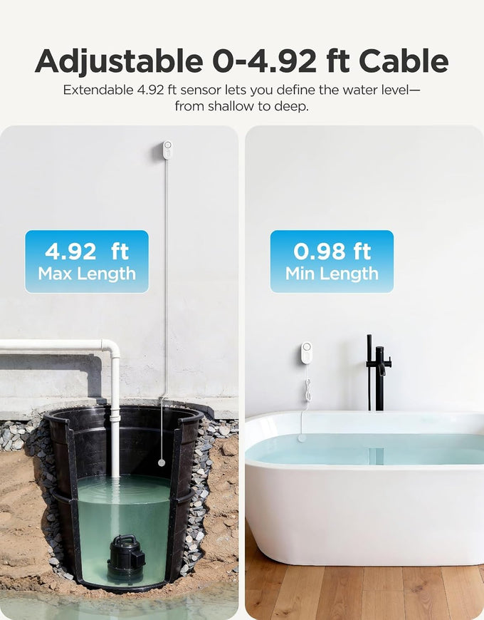 GoveeLife Upgraded Smart Water Leak Detector 1s with 4.92 ft Cable, 1 Pack