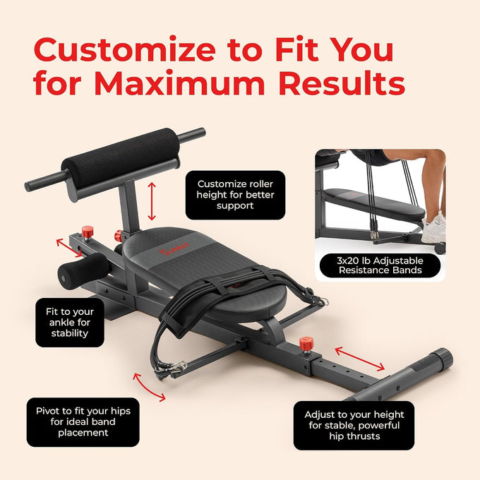 Sunny Health & Fitness Multifuntion Hip Thrust Machine & Glute Trainer