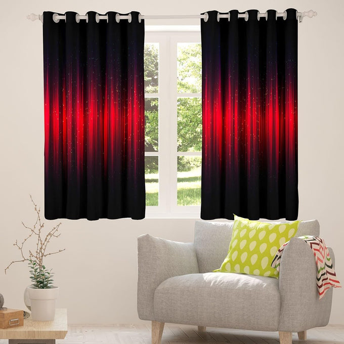 Feelyou Red and Black Darkening Drapes Abstract Ombre Blackout Curtains Boys Stripes Window Curtains Kids Toddler Red and Black Striped Window Treatments (2 Panels, 52 x 84 Inch)
