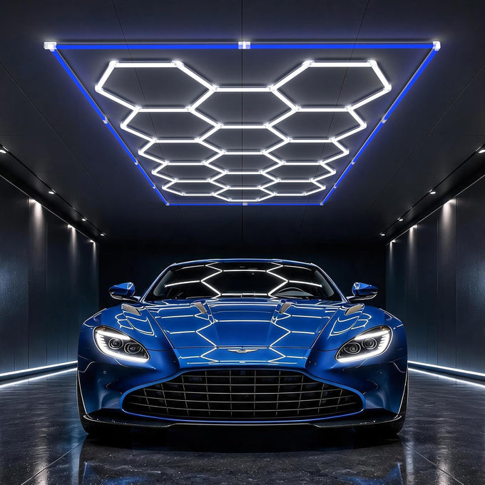 HYPERLITE Gen II Hexagon Garage Lights: 168W 16800LM 5 Grids Hexagon Led Light, 6500K Ultra Bright Honeycomb Hex Lights, Durable Design for Garage, Shop, Basement, Barber, Homegym