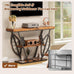 HavenlyYouth Leaf Design Console Table for Entryway, 3-Tier Storage, 30mm Thick Rustic Brown Industrial Metal Frame, Easy-to-Assemble Narrow Accent Table, Space-Saving for Hallway, Entrance, Foyer