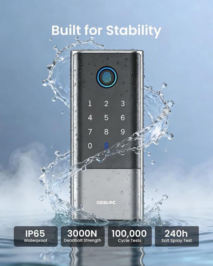 DESLOC Fingerprint WiFi Smart Lock, K120 Keypad Deadbolt Up to 16 Months