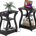 FROMJBEST End Tables Living Room Set of 2 with Charging Station, Black