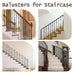 16 Pack Wrought Iron Balusters for Staircase Interior, 1/2" x 44" Hollow Deck Spindles Stair Railing Indoor with 32 Fixed Swivel Shoes, Metal Double Basket Decorative Stair - Matte Black