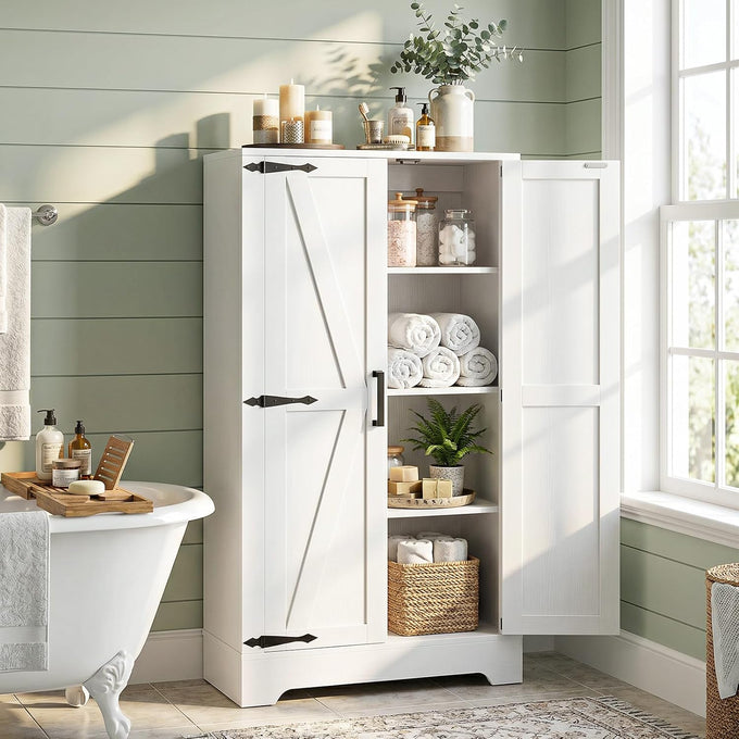 Unikito Kitchen Pantry Storage Cabinet with Adjustable Shelves, White