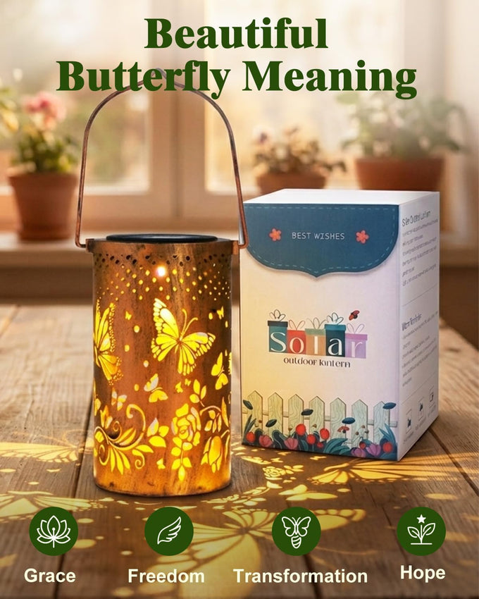 DIBIEECN Birthday Gifts for Women, Solar Lanterns, Butterfly, 4 Pack