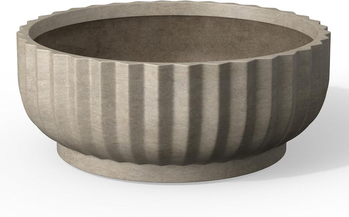 Kante Large Round Column Weathered Concrete Planter 21.7" Tall, Outdoor