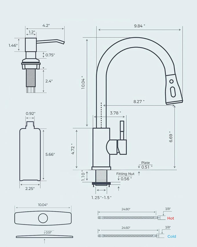 FORIOUS Black Touchless Kitchen Faucet with Soap Dispenser, Hands-Free