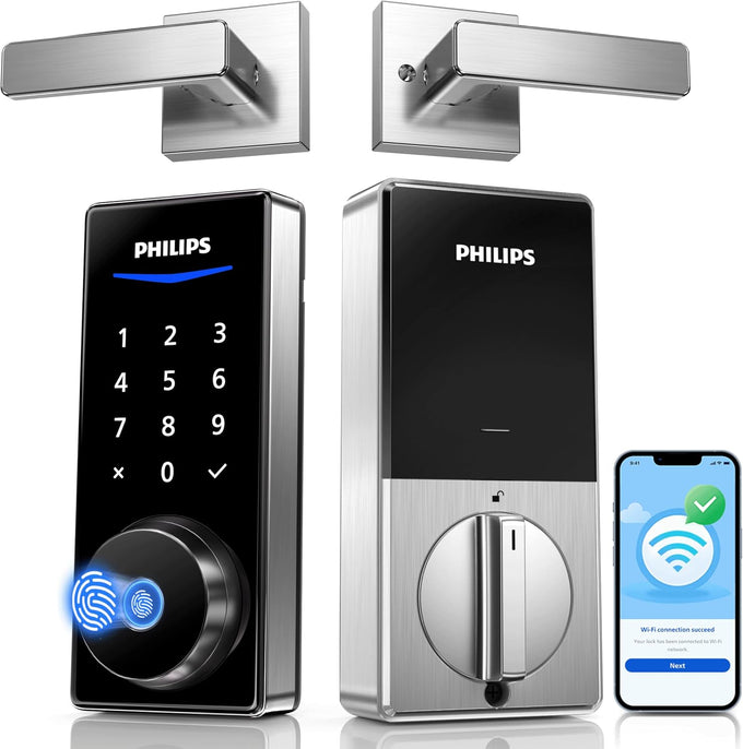 Philips Wi-Fi Smart Deadbolt Lock with 2 Handle, Keypad Front Door Lock Set