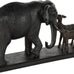 Deco 79 Resin Elephant Decorative Sculpture Walking Home Decor Statue with Dark Brown Deer, Accent Figurine 20" x 6" x 11", Black