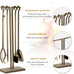 FEED GARDEN Wrought Iron Fireplace Tool Set with Stand, Antique Bronze
