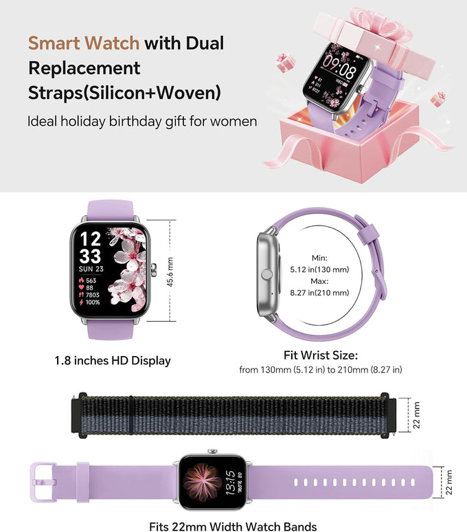 Smart Watch for Women/Men, Bluetooth Calling, Alexa built-in, iOS Android