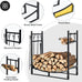 Tangkula 30 Inch Firewood Rack with 4 Tools Set, Fire Log Holder Storage Set with Brush, Shovel, Poker and Tongs, Fireplace Log Rack with Kindling Holders for Indoors and Outdoors