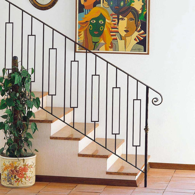 10 Pack Wrought Iron Railing, 44" x 1/2" Rectangular Hollow Staircase Baluster, Black Stair Spindles Balusters for Staircase Interior (5 Rectangular and 5 Straight)