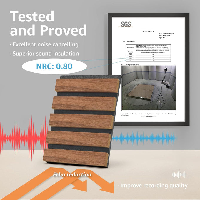 Art3d 2-Pack Fluted Acoustic Wood Slat Wall Panel, 47.2 x 23.6 Inch, Walnut