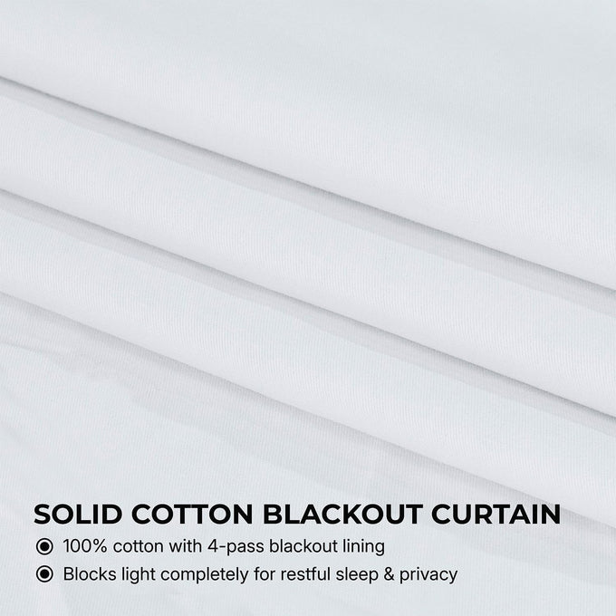 HPD Half Price Drapes Cotton True Blackout Curtains 108 inches Long Solid Thermal Insulated Window Treatment Curtain 50 X 108 (1 Panel), PRCT-BO09B-108, Whisper White