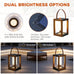 Solar Yard Outdoor Solar Lanterns, Solar Lamp Decorative Outdoor Water-Resistant Steel Table Decor with Handle for Patio, Yard, Porch, Small Woodgrain