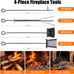 Outvita 2 Tier Firewood Log Rack, Iron Lumber Storage Holder, Wood Pile Stacker Organizer for Indoor Outdoor Fireplace Fire Stove Pit With 4 Fire Tools Hanging Hooks Christmas Elements Brown